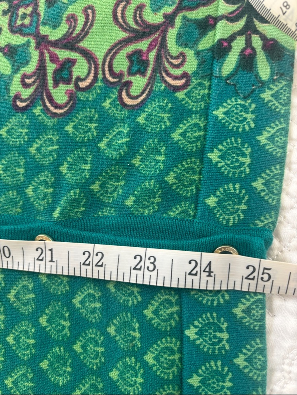 Isaac Mizrahi Live™️ size Large green paisley look button down cardigan - Picture 8 of 10